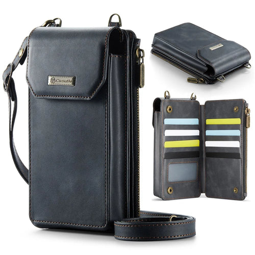 CASEME Me40 4.0-7.3 inch Vertical Phone Bag PU Leather RFID Blocking Crossbody Bag Handbag - Black - 1