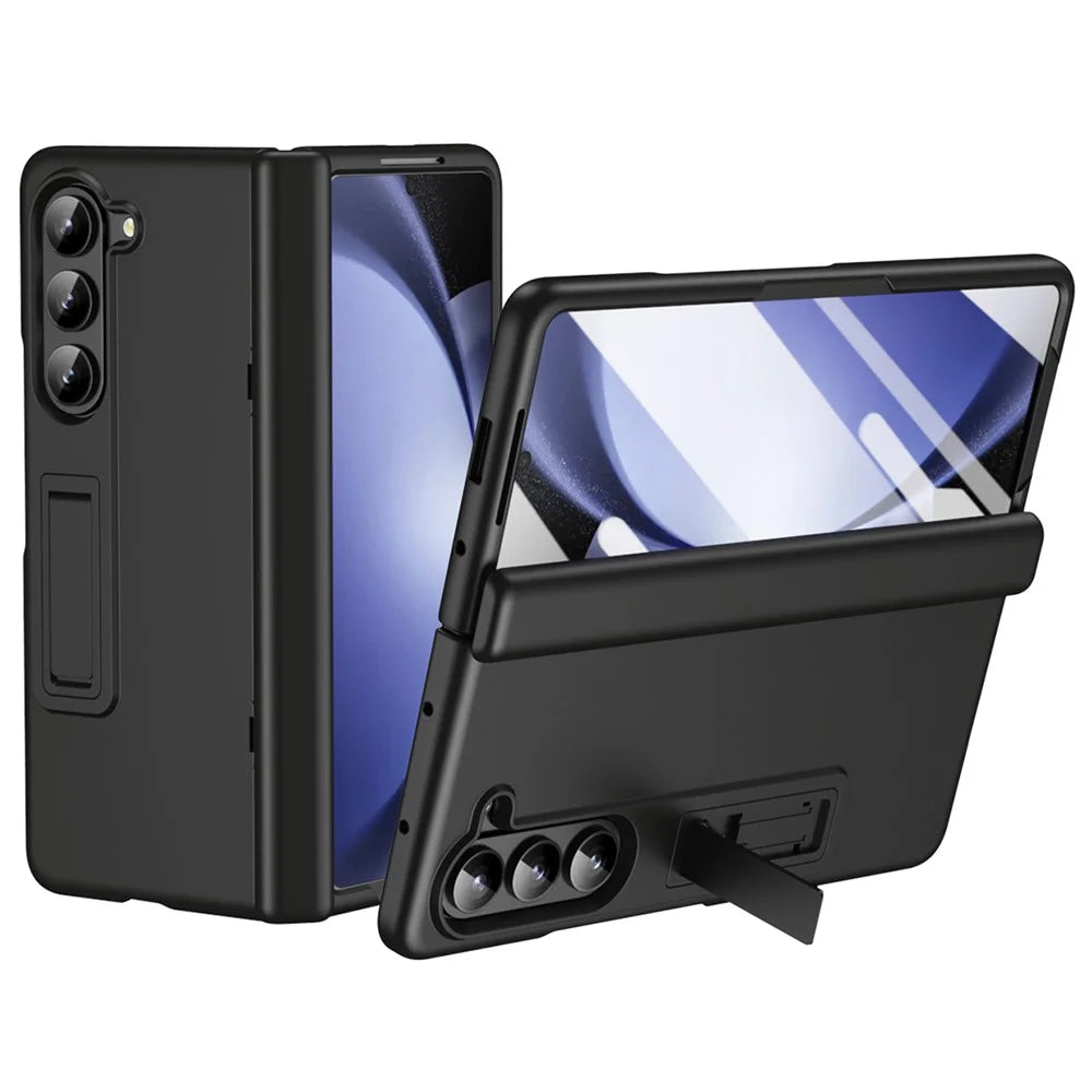 For Samsung Galaxy Z Fold6 5G Case Hard PC Anti-Drop Phone Cover with Kickstand - Black - 1
