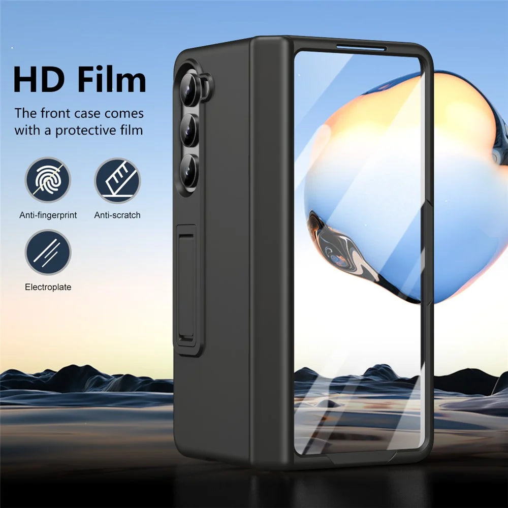 For Samsung Galaxy Z Fold6 5G Case Hard PC Anti-Drop Phone Cover with Kickstand - Black - 5