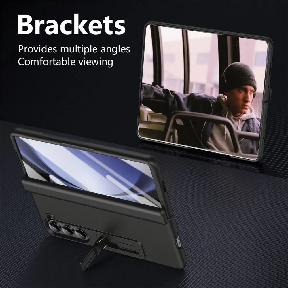For Samsung Galaxy Z Fold6 5G Case Hard PC Anti-Drop Phone Cover with Kickstand - Black - 6