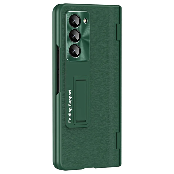 For Samsung Galaxy Z Fold6 5G Kickstand Cover PU Leather+PC Phone Case with Front Screen Film - Green - 2