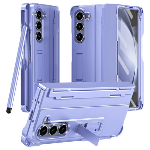 For Samsung Galaxy Z Fold6 5G Case Kickstand Hard PC Phone Cover with Stylus - Purple - 1