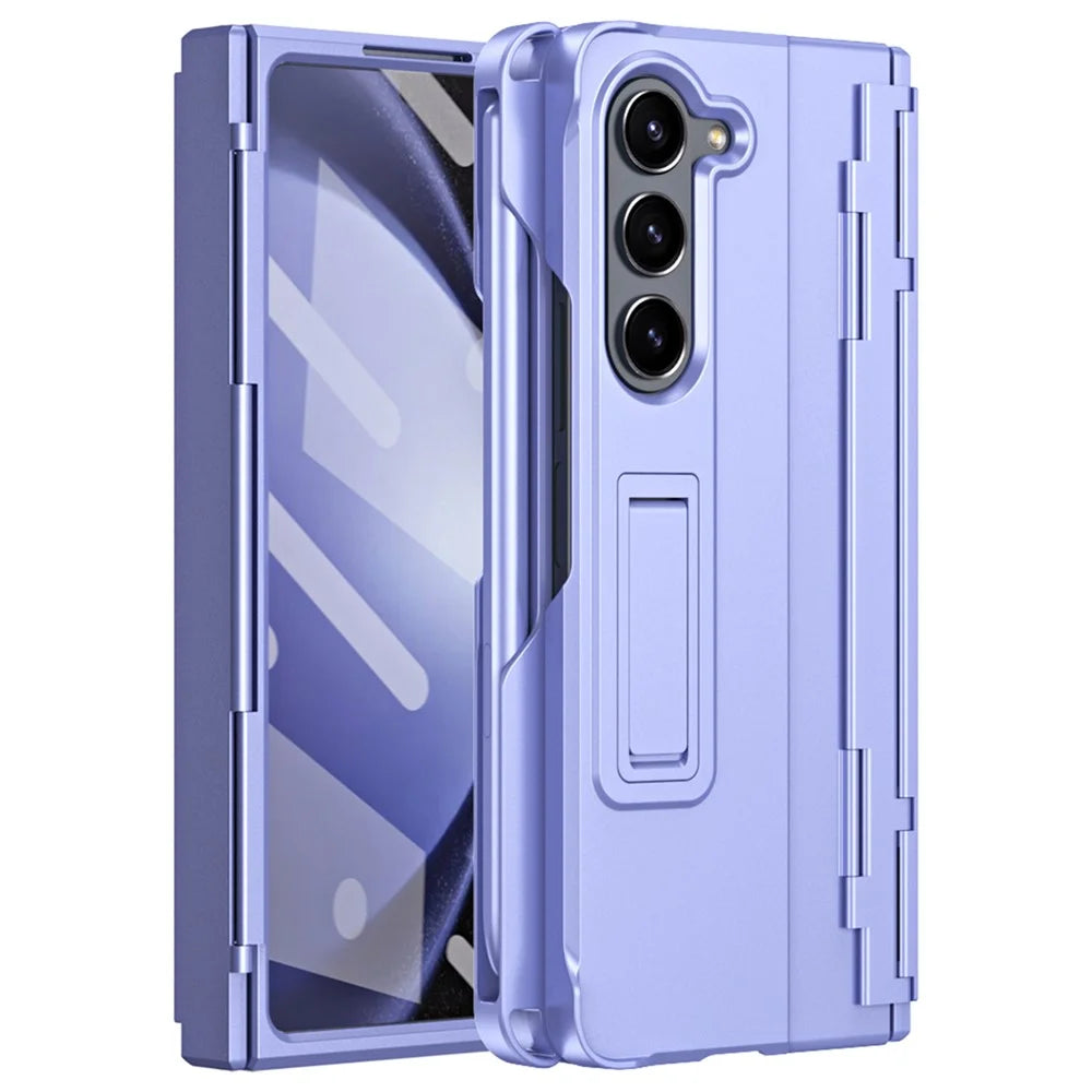 For Samsung Galaxy Z Fold6 5G Case Kickstand Hard PC Phone Cover with Stylus - Purple - 2