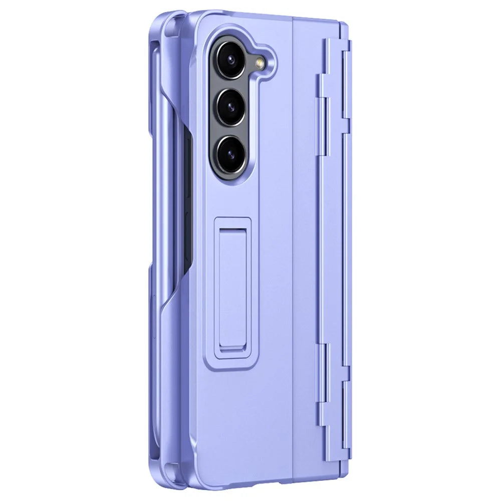 For Samsung Galaxy Z Fold6 5G Case Kickstand Hard PC Phone Cover with Stylus - Purple - 3