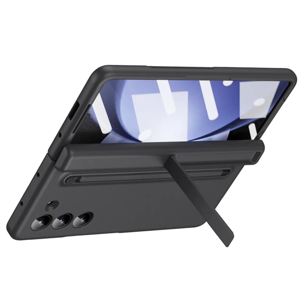 For Samsung Galaxy Z Fold6 5G Case Hard PC Phone Cover with Stylus and Tempered Glass Film - Black - 2