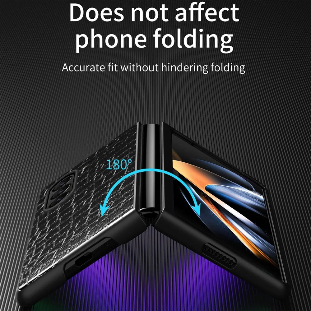 For Samsung Galaxy Z Fold6 5G Case Crocodile Texture Leather Coated PC Hard Phone Cover - Black - 2