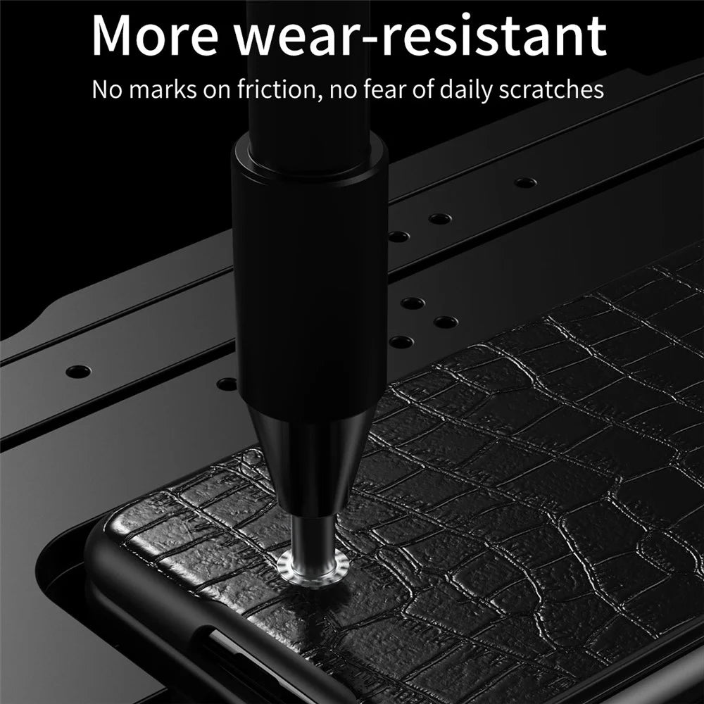 For Samsung Galaxy Z Fold6 5G Case Crocodile Texture Leather Coated PC Hard Phone Cover - Black - 6