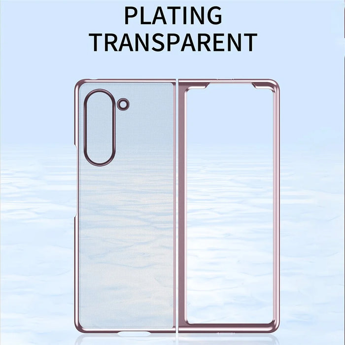 For Samsung Galaxy Z Fold6 5G Case Clear PC Electroplating Hard Phone Cover - Rose Gold - 2