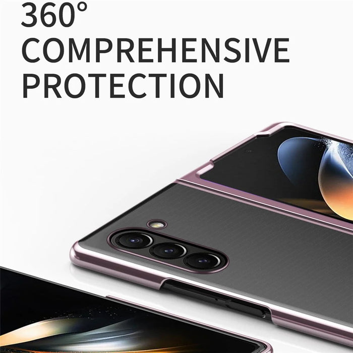 For Samsung Galaxy Z Fold6 5G Case Clear PC Electroplating Hard Phone Cover - Rose Gold - 7