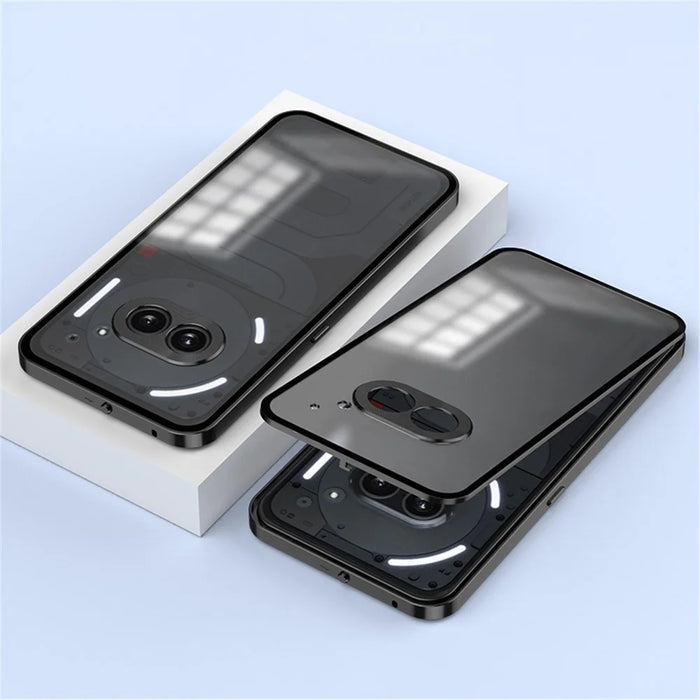 For Nothing Phone (2a) Case Pop-Up Snap Lock Anti-Drop Aluminium Alloy+PC Matte Phone Cover - Black - 2