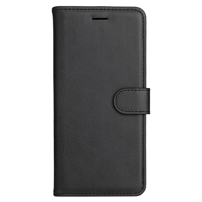For iPhone 16 Pro Max Case Solid Color Leather Mobile Cover Wallet Stand with Strap - Black - 7