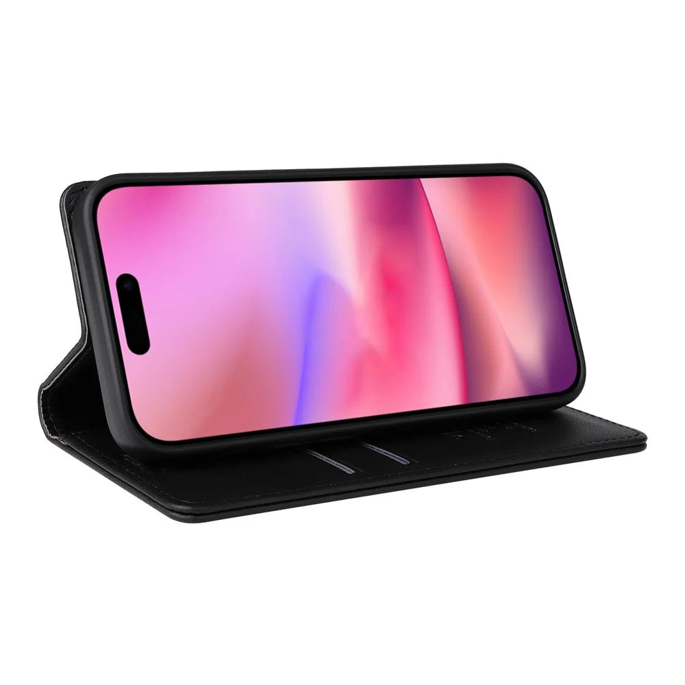 YIKATU YK-001 For iPhone 16 Case PU Leather Stand Wallet Protective Phone Cover - Black - 4