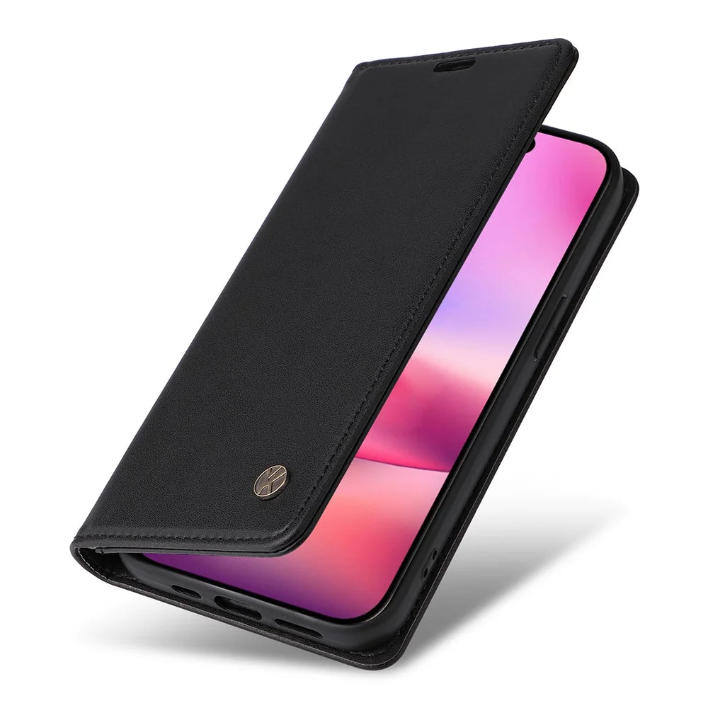 YIKATU YK-001 For iPhone 16 Case PU Leather Stand Wallet Protective Phone Cover - Black - 5