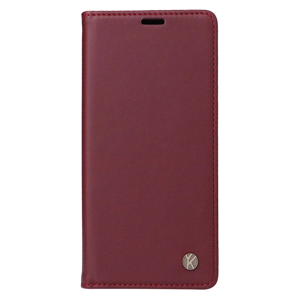YIKATU YK-001 For iPhone 16 Plus Case Magnetic Closing Leather Phone Cover - Wine Red - 6