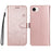 For iPhone 17e / 16e Leather Case Cat Bee Pattern Phone Cover Wallet Stand with Strap - Rose Gold - 1
