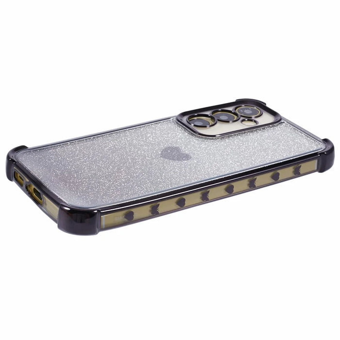 For Samsung Galaxy A34 5G Case Heart Pattern Drop Protection Glitter TPU Phone Cover - Black - 5