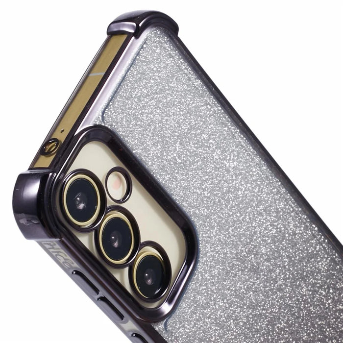 For Samsung Galaxy A54 5G Case Glitter TPU Phone Cover with Heart Pattern Side Edge - Black - 6