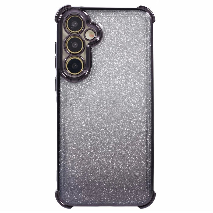 For Samsung Galaxy S24 TPU Case Love Heart Pattern Frame Glitter Phone Cover - Black - 1