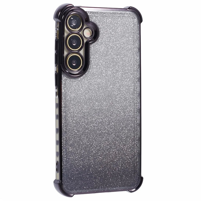 For Samsung Galaxy S24 TPU Case Love Heart Pattern Frame Glitter Phone Cover - Black - 3