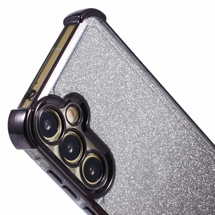 For Samsung Galaxy S24 TPU Case Love Heart Pattern Frame Glitter Phone Cover - Black - 6