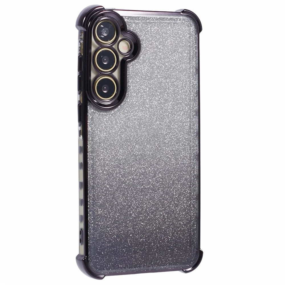 For Samsung Galaxy S24+ Case Love Heart Pattern Glitter Gradient TPU Phone Cover - Black - 3