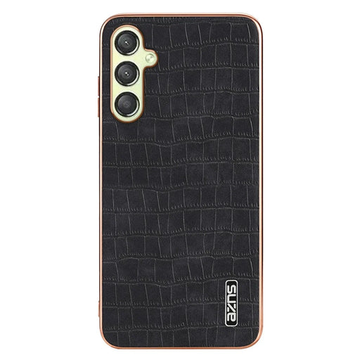 AZNS For Samsung Galaxy A15 4G / A15 5G Electroplating Case Crocodile Texture PU+TPU Phone Cover - Black - 2