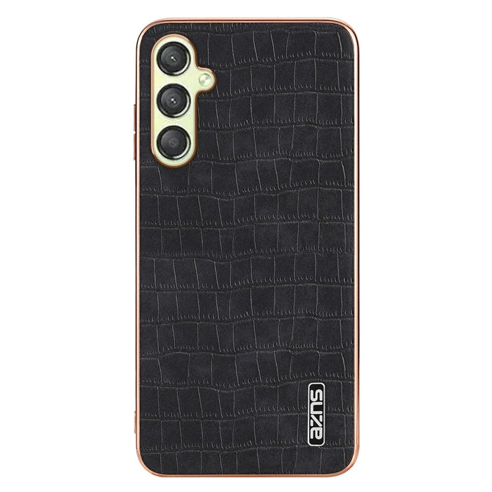 AZNS For Samsung Galaxy A15 4G / A15 5G Electroplating Case Crocodile Texture PU+TPU Phone Cover - Black - 2