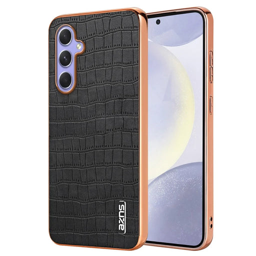 AZNS For Samsung Galaxy A54 5G Slim Case Electroplating Crocodile Texture PU+TPU Phone Shell - Black - 1