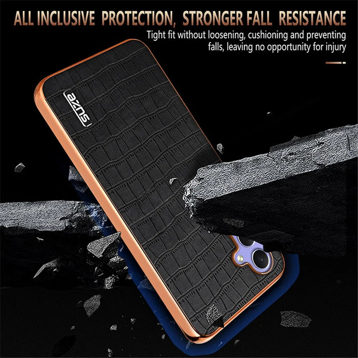 AZNS For Samsung Galaxy A54 5G Slim Case Electroplating Crocodile Texture PU+TPU Phone Shell - Black - 5