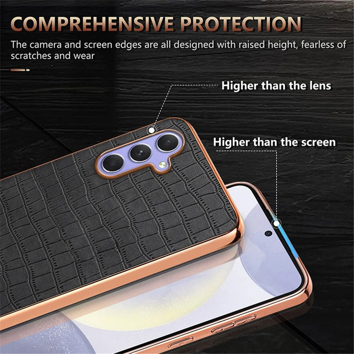 AZNS For Samsung Galaxy A54 5G Slim Case Electroplating Crocodile Texture PU+TPU Phone Shell - Black - 7