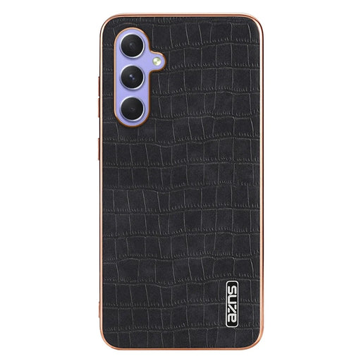AZNS For Samsung Galaxy A35 5G Case Anti-Drop Crocodile Texture PU+TPU Phone Cover - Black - 2