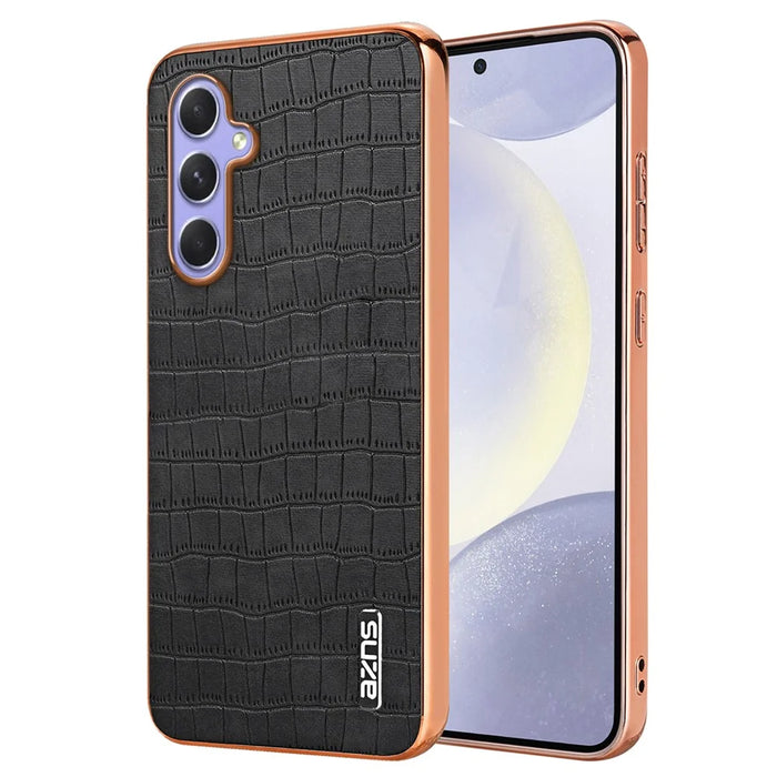 AZNS For Samsung Galaxy A55 5G Case Shockproof Crocodile Texture PU+TPU Phone Cover - Black - 1