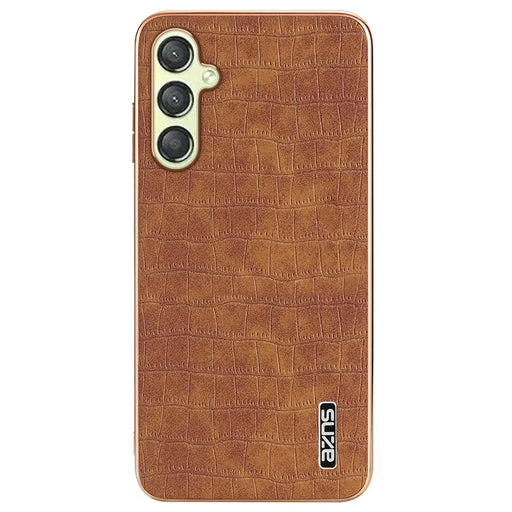 AZNS For Samsung Galaxy A05s 4G Phone Case Crocodile Texture Electroplated Leather+TPU Cover - Brown - 2