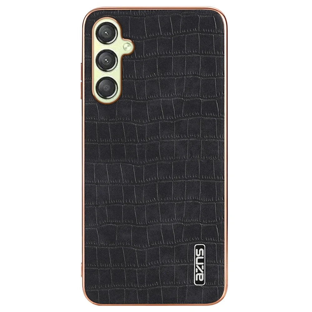 AZNS For Samsung Galaxy A14 5G / 4G Case Crocodile Texture Leather+TPU Anti-Drop Phone Cover - Black - 3