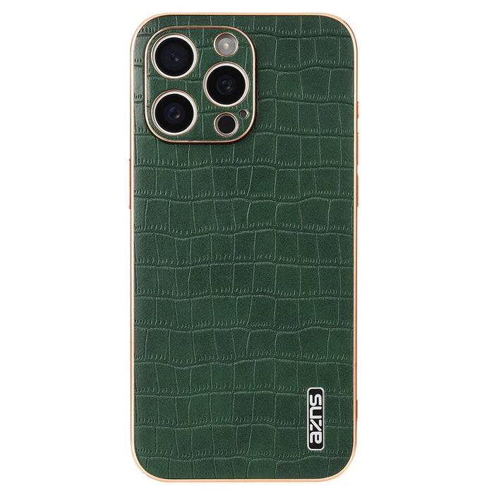 AZNS For iPhone 14 Pro Max Case Crocodile Texture Leather+TPU Anti-Scratch Phone Cover - Green - 3