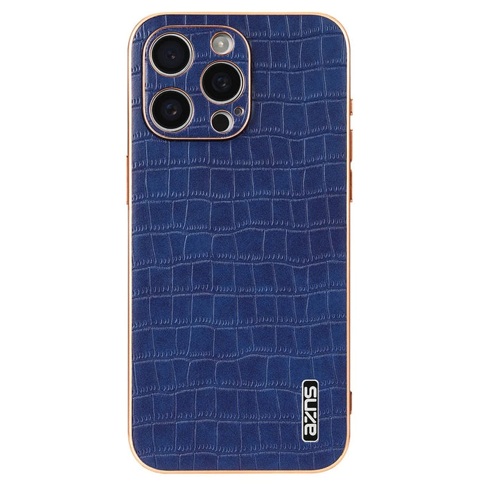 AZNS For iPhone 13 Pro Case Crocodile Texture Leather All Inclusive Back Phone Cover - Blue - 3