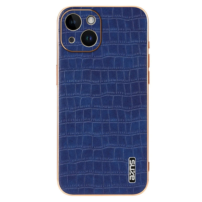 AZNS For iPhone 13 Case Crocodile Texture Design Leather + TPU  Phone Cover - Blue - 3