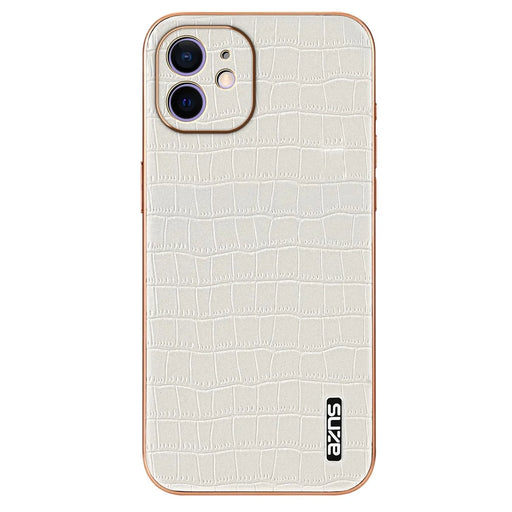AZNS For iPhone 11 Case Anti-Drop Crocodile Texture PU+TPU Phone Cover - White - 2