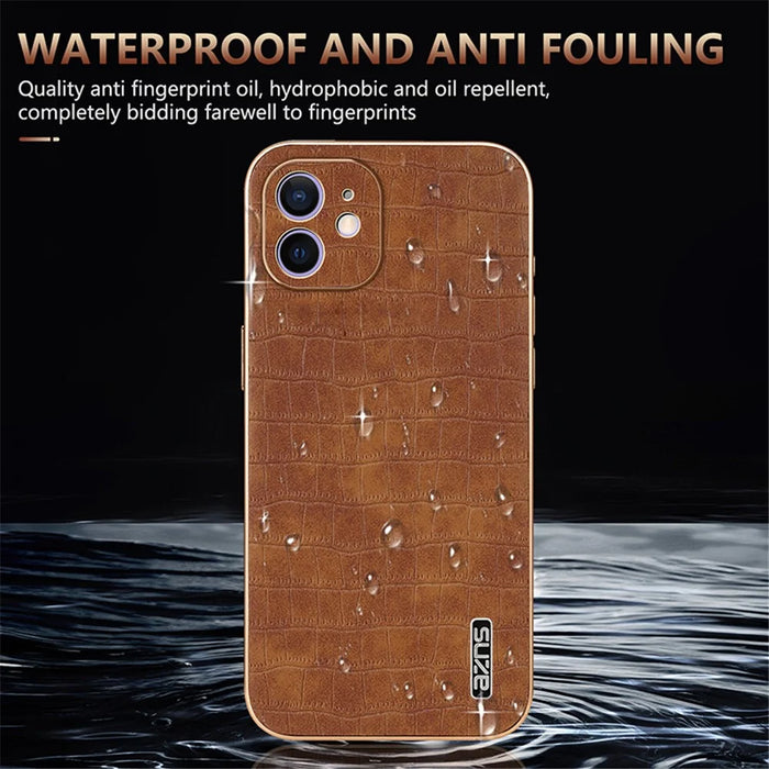 AZNS For iPhone 11 Case Anti-Drop Crocodile Texture PU+TPU Phone Cover - White - 7