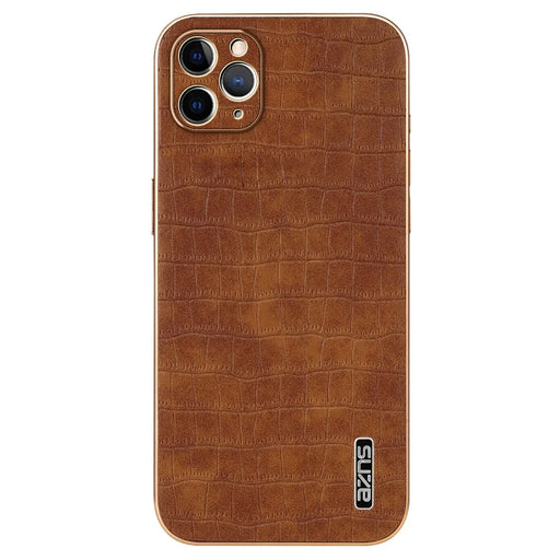 AZNS For iPhone 11 Pro Case Crocodile Texture PU+TPU Protective Phone Cover - Brown - 2