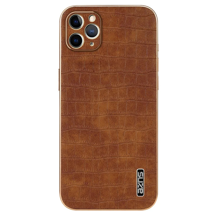 AZNS For iPhone 11 Pro Case Crocodile Texture PU+TPU Protective Phone Cover - Brown - 2