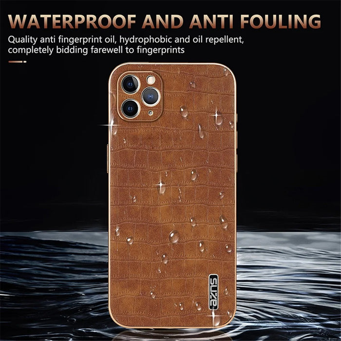 AZNS For iPhone 11 Pro Case Crocodile Texture PU+TPU Protective Phone Cover - Brown - 7