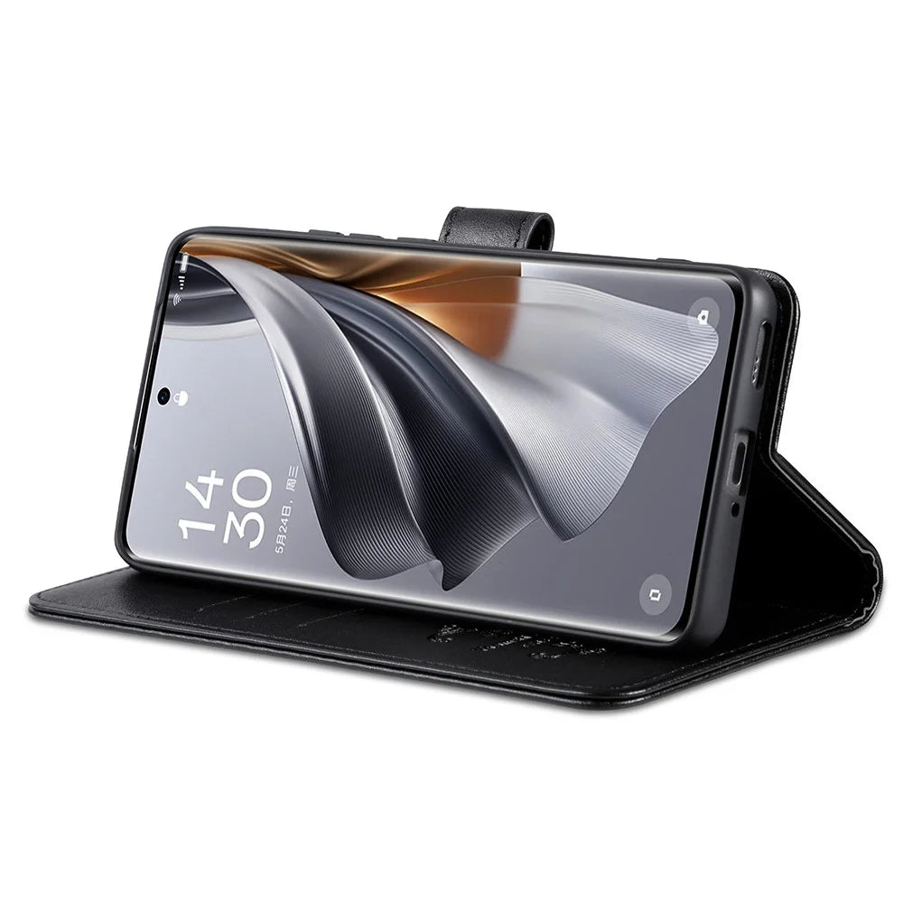 AZNS For OnePlus Nord CE4 Lite 5G / Oppo K12x 5G (China) PU Leather Phone Case Folding Stand Wallet Phone Cover - Black - 2