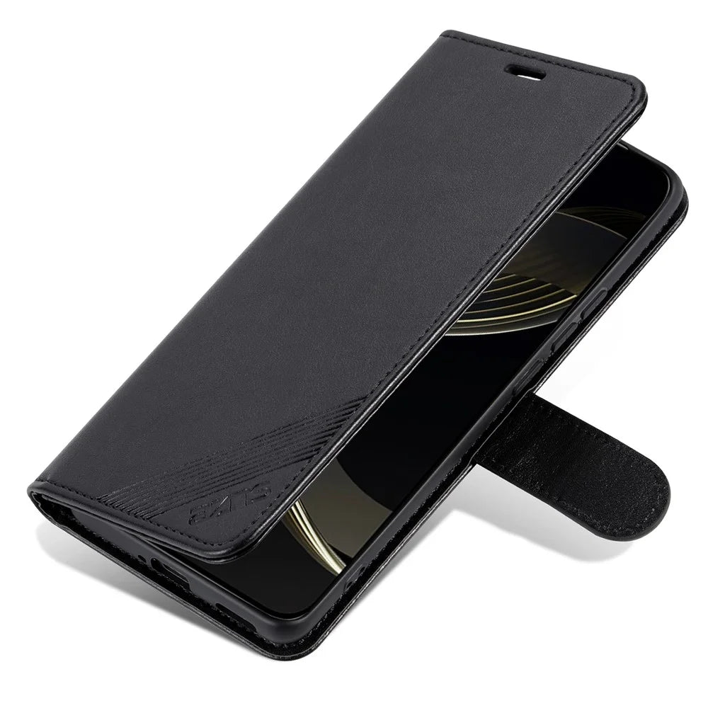 AZNS For OnePlus Nord CE4 Lite 5G / Oppo K12x 5G (China) PU Leather Phone Case Folding Stand Wallet Phone Cover - Black - 5