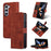 AZNS For Samsung Galaxy Z Fold6 5G Case PC Interior PU Leather Phone Cover Wallet - Brown - 1