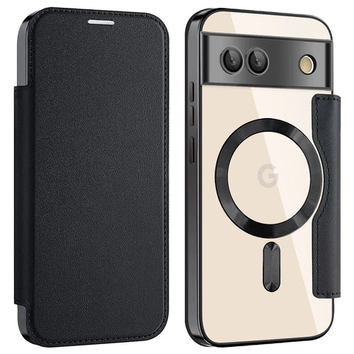 For Google Pixel 8a Magnetic Case RFID Blocking Card Holder Phone Cover - Black - 1