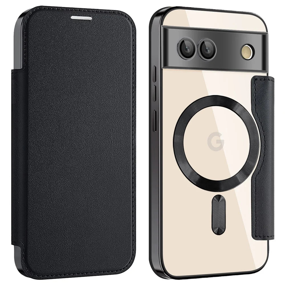 For Google Pixel 8a Magnetic Case RFID Blocking Card Holder Phone Cover - Black - 1