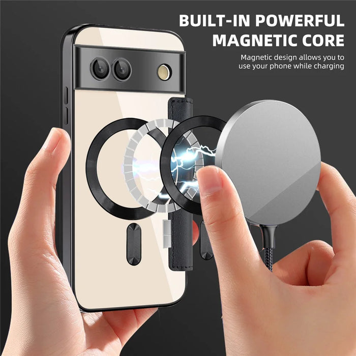 For Google Pixel 8a Magnetic Case RFID Blocking Card Holder Phone Cover - Black - 4