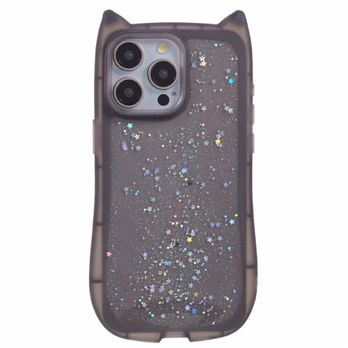 JTW Series For iPhone 15 Pro Max Slim Case Epoxy Design TPU Phone Cover (Large Cutout) - Transparent Black - 1