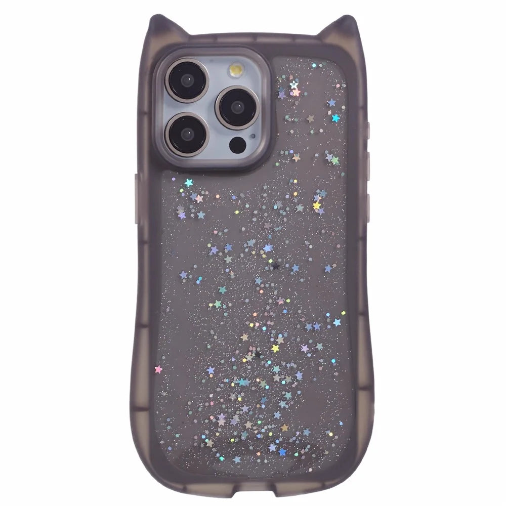 JTW Series For iPhone 15 Pro Max Slim Case Epoxy Design TPU Phone Cover (Large Cutout) - Transparent Black - 1